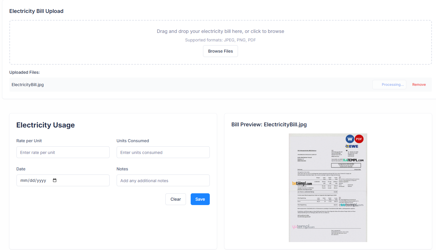 OCR Bill Processing